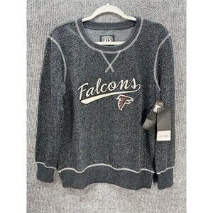 NFL Atlanta Falcons Pullover Sweatshirt Womens Medium Heather Black Gray Logo